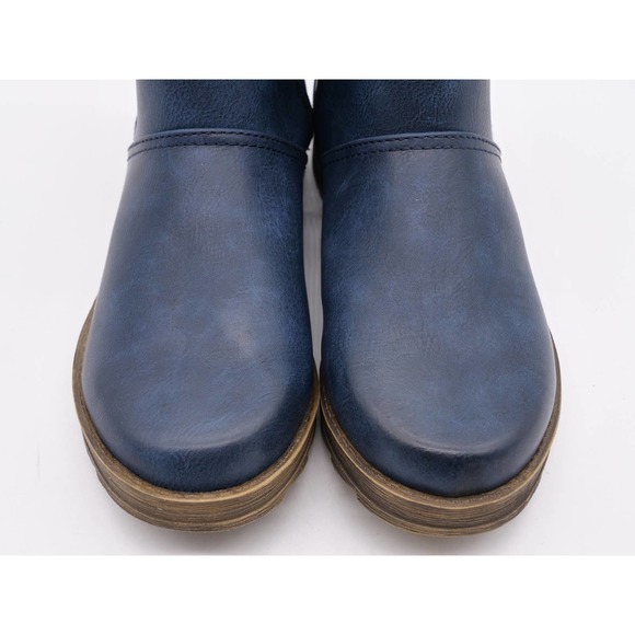 2 Lips Too Ankle Boots Womens 6.5 Blue Faux Leather Zipper Accent Too Bay Bootie - Picture 6 of 12